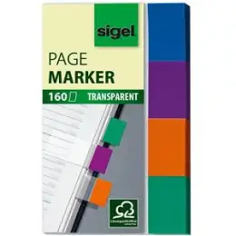 Haftmarker Sigel HN671 20 x 50 mm, Papier, transparent, 4 Farben: mint/orange/violett/türkis, Pack 10 x 4 Blöcke je 40 Blatt/160 Stk