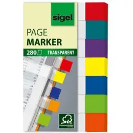 Haftmarker Sigel HN677 12 x 50 mm, 7 Farben transparent, Pack 7 Blöcke je 40 Blatt/280 Stk