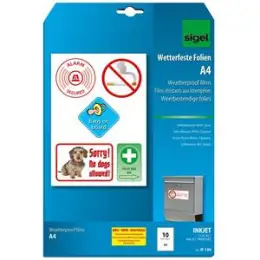 Folie Sigel IF140 A4 0,150mm weiß selbstklebend wetterfest, Pack 10 Blatt