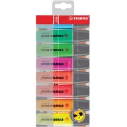 Textmarker Stabilo 70/8 Boss Original 2-5mm, Keilspitze, 8er-Etui, rosa, grün, gelb, blau, türkis, orange, rot, lila