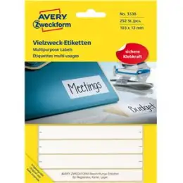 Vielzweck-Etiketten Avery Zweckform 3338 105 x 13 mm, weiß, selbstklebend, Handbeschriftung, Pack 252 Stk/28 Blatt