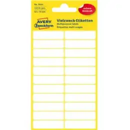 Vielzweck-Etiketten Avery Zweckform 3044 32 x 10 mm, weiß, selbstklebend, Handbeschriftung, Pack 132 Stk/6 Blatt