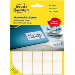 Vielzweck-Etiketten Avery Zweckform 3321 32 x 23 mm, weiß, selbstklebend, Handbeschriftung, Pack 560 Stk/28 Blatt