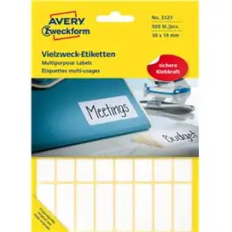 Vielzweck-Etiketten Avery Zweckform 3323 38 x 14 mm, weiß, selbstklebend, Handbeschriftung, Pack 928 Stk/29 Blatt