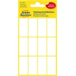Vielzweck-Etiketten Avery Zweckform 3077 38 x 18 mm, weiß, selbstklebend, Handbeschriftung, Pack 10 x 72 Stk/6 Blatt