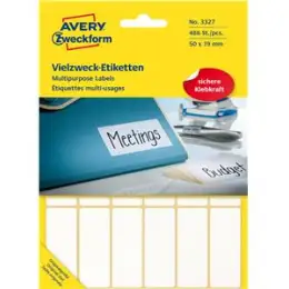 Vielzweck-Etiketten Avery Zweckform 3327 50 x 19 mm, weiß, selbstklebend, Handbeschriftung, Pack 486 Stk/27 Blatt