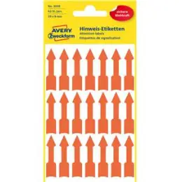 Pfeil-Etiketten Avery Zweckform 3008 39 x 9 mm, leuchtrot, selbstklebend, Pack 63 Stk/3 Blatt