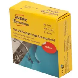 Lochverstärkungsringe Avery Zweckform 3510 PP-Folie, Ø 13mm, selbstklebend, transparent, Pack 500 Stk
