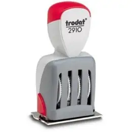 Textplattenstempel Trodat 73359 2910/C9 Text: "EINGEGANGEN Datum Erledigt...", 3 Zeilen, Metall/Kunststoff, grau/rot