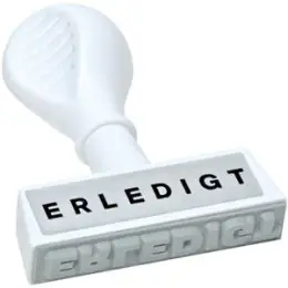Textstempel Wedo 19316 193 16 Text: "ERLEDIGT", Kunststoff, weiß