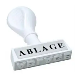 Textstempel Wedo 1935 193 5 Text: "ABLAGE", Kunststoff, weiß