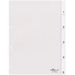 Blanko-Register Durable 6820-19 682019 A4, 5-teilig/div, 0-5, blanko, Kunststoff (PP), transparent