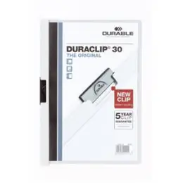 Klemmmappe Durable 2200-02 220002 Duraclip 30 A4, Hartfolie, weiß
