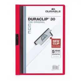 Klemmmappe Durable 2200-03 220003 Duraclip 30 A4, Hartfolie, rot