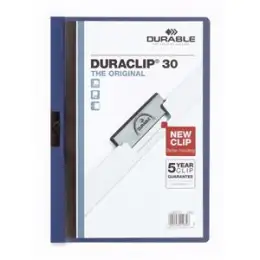 Klemmmappe Durable 2200-07 220007 Duraclip 30 A4, Hartfolie, dunkelblau