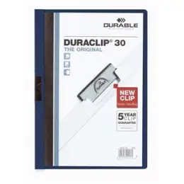 Klemmmappe Durable 2200-28 220028 Duraclip 30 A4, Hartfolie, nachtblau