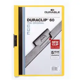 Klemmmappe Durable 2209-04 220904 Duraclip 60 A4, Hartfolie, gelb