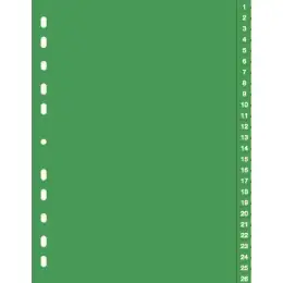 Zahlen-Register Durable 6157-05 615705 A4, Zahlen 1-52, 2 Abläufe, Hartfolie (PP), grün, beschriftbar, geprägte Taben