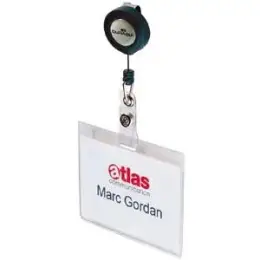 Namensschild Durable 8138-19 813819 60 x 90 mm, Hartfolie, transparent, Ausweishalter mit Aufrollmechanismus, Pack 10 Stk