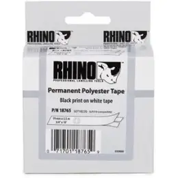 Schriftband-Kassette Dymo S0718240 18482 Rhino 9mm x 5,5m, schwarz auf weiß, Polyester