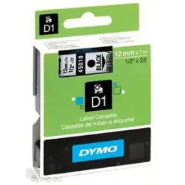 Schriftband-Kassette Dymo S0720500 45010 D1 12mm x 7m, schwarz auf transparent