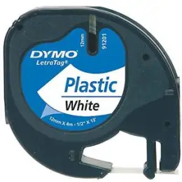Schriftband-Kassette Dymo S0721660 91221 LetraTag 12mm x 4m, Plastik, schwarz auf weiß