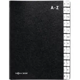 Pultordner Pagna 24241-04 A4, 24 Fächer, A-Z, Hartpappe, PP-Tabe, schwarz