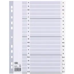 Buchstaben-Register Elba 400012049 03481 A4, Buchstaben A-Z, 20-teilig, Kunststoff, weiß, Pack 10 Stk