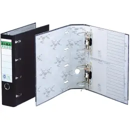 Doppelordner Elba 100551836 10409 Rado A4 (2 x A5-quer), 75mm, Pappe/Wolkenmarmor, schwarz