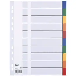 Blanko-Register Elba 400013939 57497WE A4, blanko, 10-teilig, Kunststoff (PP)-Folie, grau, Tabs farbig, Pack 10 Stk