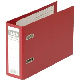 Ordner Elba 100022637 10596RO Rado Plast A5-quer, 75mm, Pappe/PVC-Folie, Wechselfenster, rot, Pack 5 Stk