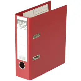 Ordner Elba 100022640 10597RO Rado Plast A5-hoch, 75mm, Pappe/PVC-Folie, Wechselfenster, rot, Pack 5 Stk