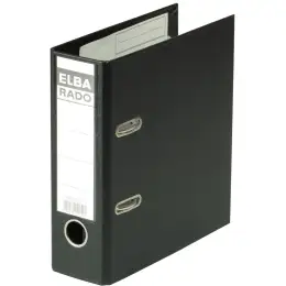 Ordner Elba 100022641 10597SW Rado Plast A5-hoch, 75mm, Pappe/PVC-Folie, Wechselfenster, schwarz, Pack 5 Stk