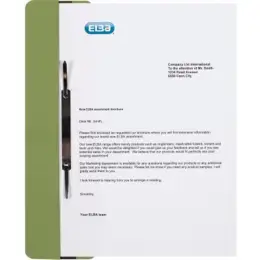 Ösenschmalhefter Elba 100091775 26450GN A4+Folio, Manilakarton 250g, kaufmännische Heftung + Amtsheftung, grün, Pack 25 Stk