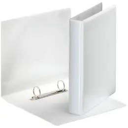 Panorama Ringbuch Esselte 46571 A5, 2 Ringe Ø 25 mm, Pappe/PP-Folie, 2 Außentaschen, D-Ring-Mechanik, weiß, Pack 12 Stk