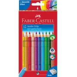 Buntstift Faber-Castell 110912 Jumbo Grip 12er-Kartonetui, mit Spitzer