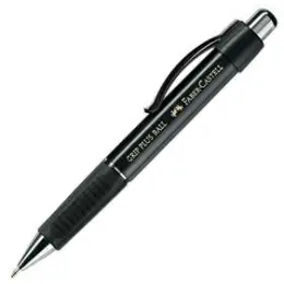 Kugelschreiber Faber-Castell 140733 Grip Plus Ball 0,5mm (M), Wechselmine, Druckmechanik, Dreikant, metallic-schwarz, dokumentenecht, Schreibfarbe blau