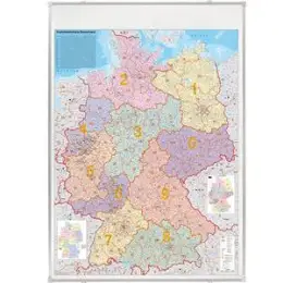Deutschlandkarte Franken KA445P 140x100cm pinnbar PLZ Maßstab: 1:750.000