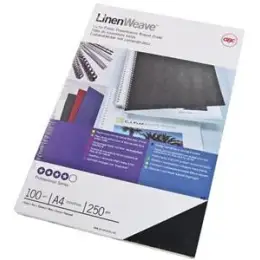 Kartondeckel GBC CE050010 A4 250g, Lederstruktur, für Plastikbindungen, schwarz, Pack 100 Stk