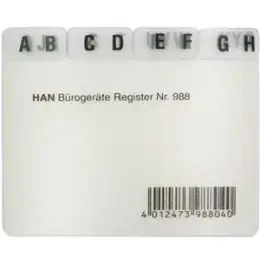 Leitregister HAN 988 A8-quer, A-Z, Kunststoff (PP), grau