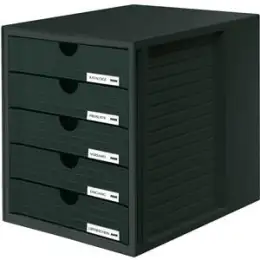 Schubladenbox HAN 1450-13 Systembox schwarz/schwarz 5-Schübe geschlossene Schubladen