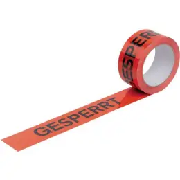 Packband "Gesperrt" Heckmann 400.084 50 mm x 66 m, Kunststoff (PVC), rot mit schwarzem Aufdruck