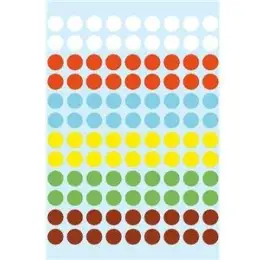 Markierungspunkte Herma 1831 Vario Ø 8mm rund, Papier, selbstklebend, farbig sortiert, Pack 540 Stk/5 Blatt