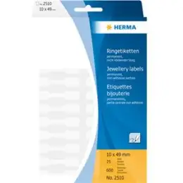 Ringetiketten Herma 2510 10 x 49 mm, selbstklebend, weiß, Handbeschriftung, Pack 600 Stk/25 Blatt