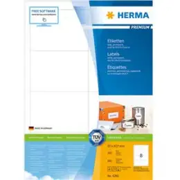 Etiketten Herma 4280 Premium 97 x 67,7 mm selbstklebend, weiß, Inkjet Laser Kopierer, Pack 800 Stk/100 Blatt