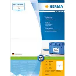 Etiketten Herma 4282 Premium 210 x 148 mm weiß, selbstklebend, Inkjet Laser Kopierer, Pack 200 Stk/100 Blatt