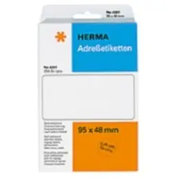 Adressetiketten Herma 4301 95 x 48 mm endlos, selbstklebend, leporello-gefalzt, perforiert, weiß, Schreibmaschine Handbeschriftung, Pack 250 Stk