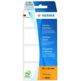 Adressetiketten Herma 4302 67 x 35 mm endlos, selbstklebend, leporello-gefalzt, perforiert, weiß, Schreibmaschine Handbeschriftung, Pack 250 Stk