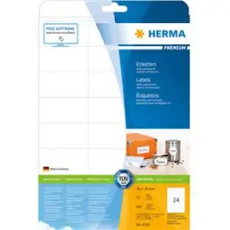 Etiketten Herma 4360 Premium 70 x 36 mm selbstklebend, weiß, Inkjet Laser Kopierer, Pack 600 Stk/25 Blatt