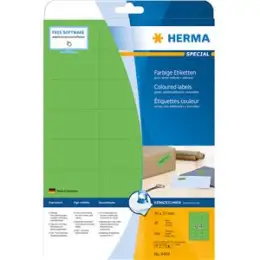 Etiketten Herma 4469 Special 70 x 37 mm selbstklebend ablösbar, grün, Inkjet Laser Kopierer, Pack 480 Stk/20 Blatt